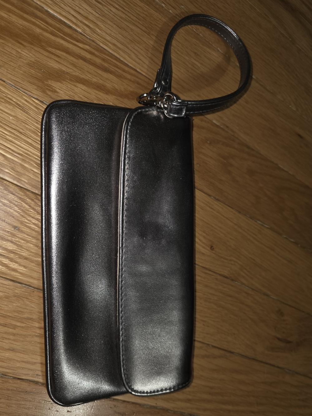 SILVER Victoria's Secret Leather Wristlet bling Great Shape Grab It Now
